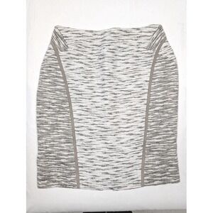 Lafayette 148 New York Linen Blend Tweed Pencil Skirt Size 8 Cream Taupe